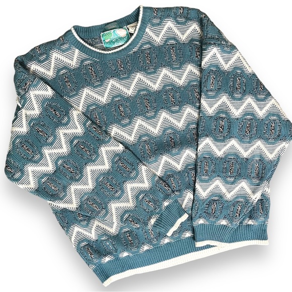 Vintage Sweaters - Grandpa Vintage Knit Crewneck Sweater